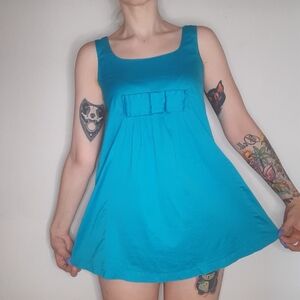 BB Dakota Bright Blue Mini Babydoll Dress.